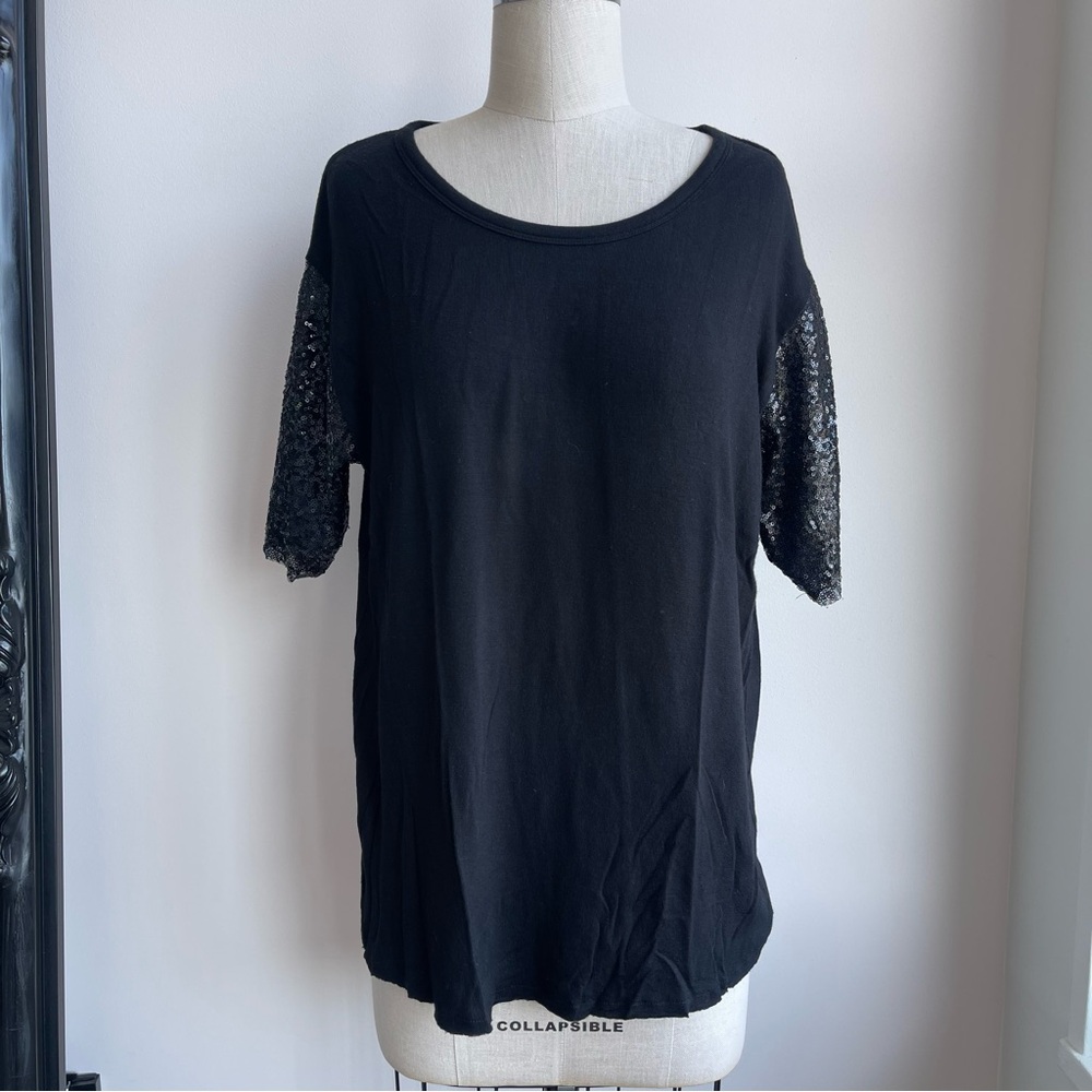 Anine Bing Sequin Sleeve Tee
